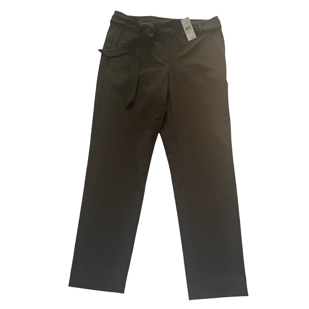 NWT LOFT Women's Size 4 Marisa Straight Leg Trouser Black Belted Tie Career